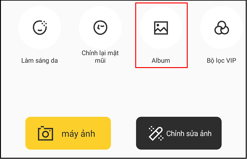 Nhấn chọn vào nút Album